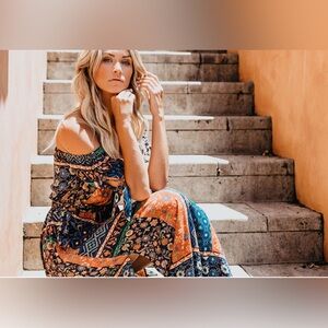 Urban Outfitters Dress Forum Paisley Bohemian Maxi Dress Sz S